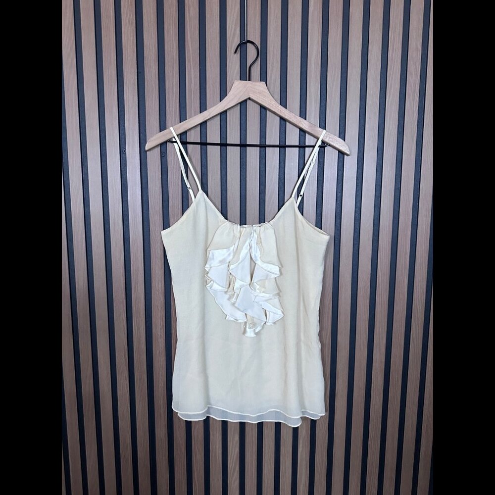 Twelfth Street by Cynthia Vincent Cami Top OS Women Ivory Ruffle Trim Slip Sheer